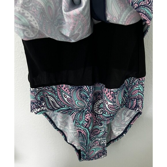 Skirted Geometric Swim dress /Swimsuit Paisley Multicolor Size 14 New - Picture 8 of 16